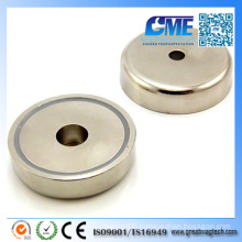 N42 D60X14.5mmxm8 Hole Neodymium Pot Permanent Magnet